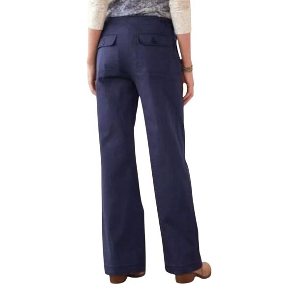 Sundance Black Coastal Cove Buttons Pockets Wide Leg Linen Sailor Pants Size 8 - Picture 9 of 12